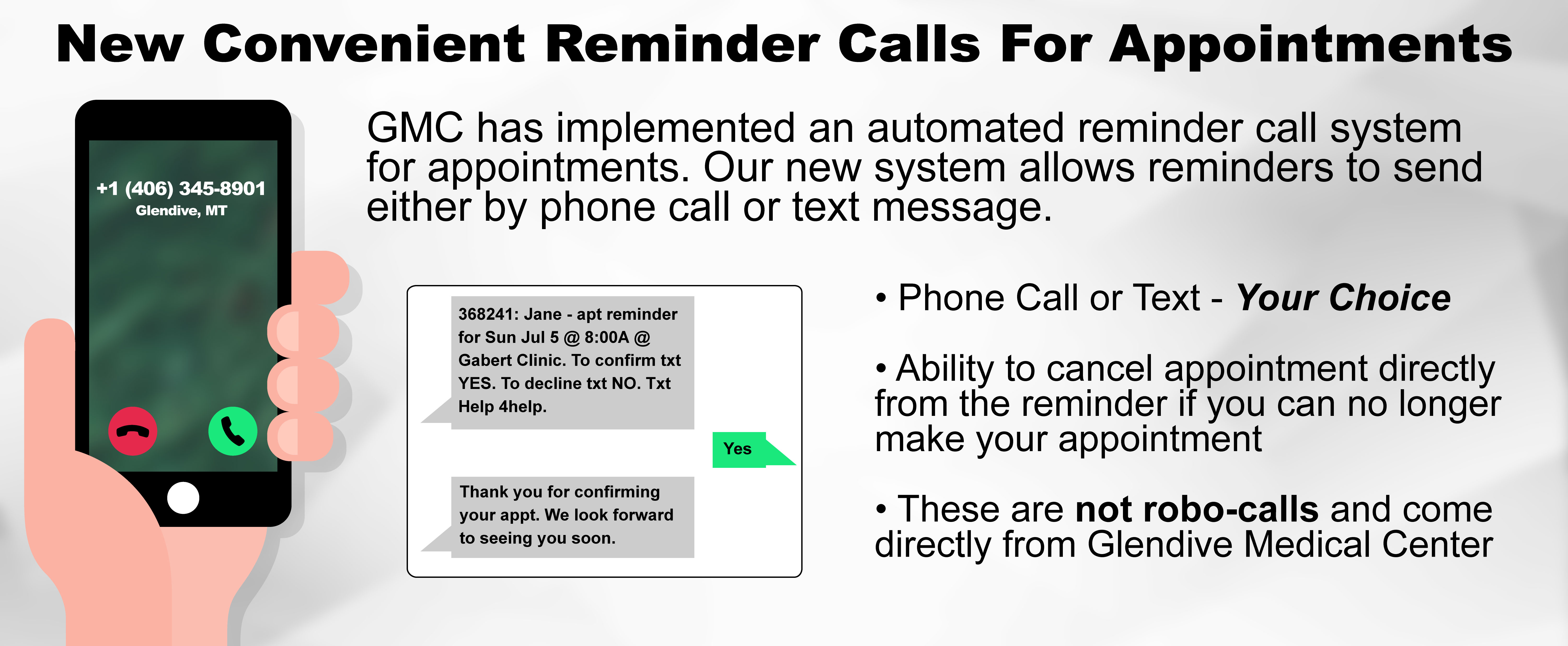 new convenient reminder calls for appointments information
